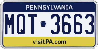 PA license plate MQT3663