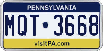 PA license plate MQT3668
