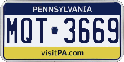 PA license plate MQT3669