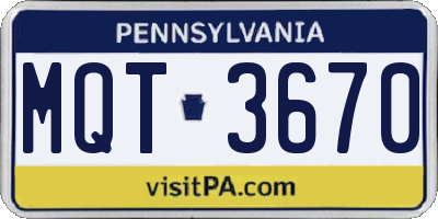 PA license plate MQT3670