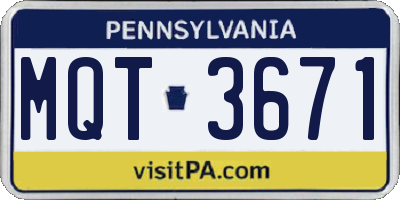 PA license plate MQT3671