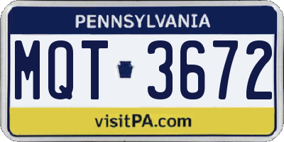 PA license plate MQT3672