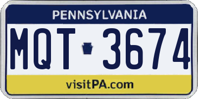 PA license plate MQT3674
