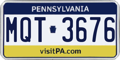 PA license plate MQT3676