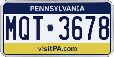 PA license plate MQT3678