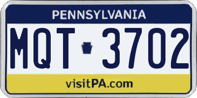 PA license plate MQT3702