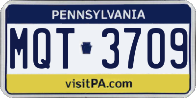 PA license plate MQT3709