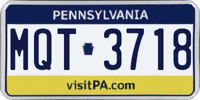 PA license plate MQT3718