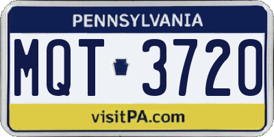 PA license plate MQT3720