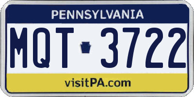 PA license plate MQT3722
