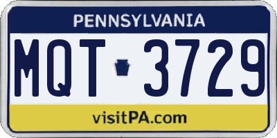 PA license plate MQT3729