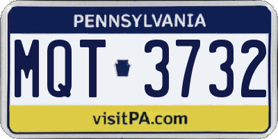 PA license plate MQT3732