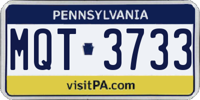PA license plate MQT3733