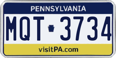 PA license plate MQT3734
