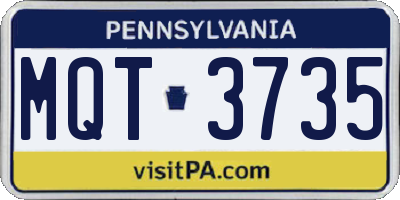 PA license plate MQT3735