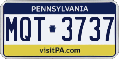 PA license plate MQT3737