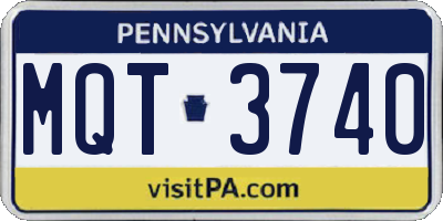 PA license plate MQT3740