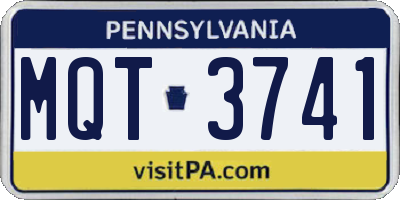 PA license plate MQT3741