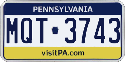 PA license plate MQT3743