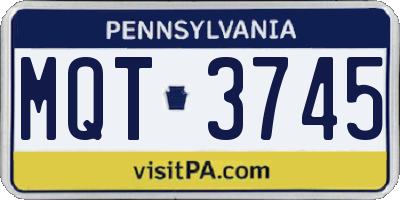 PA license plate MQT3745