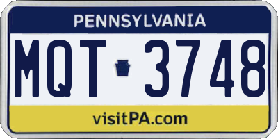 PA license plate MQT3748