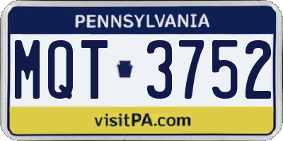 PA license plate MQT3752