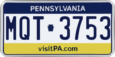PA license plate MQT3753