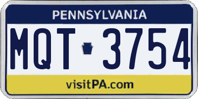 PA license plate MQT3754