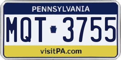 PA license plate MQT3755