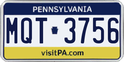 PA license plate MQT3756