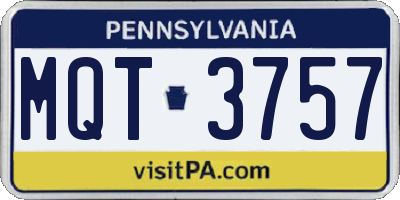 PA license plate MQT3757