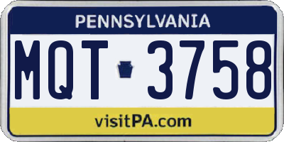 PA license plate MQT3758