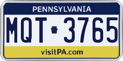PA license plate MQT3765