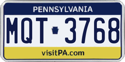 PA license plate MQT3768