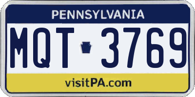 PA license plate MQT3769