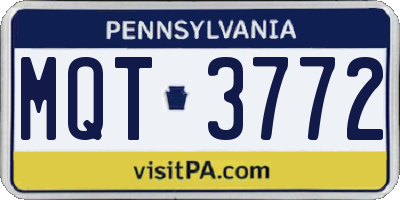PA license plate MQT3772