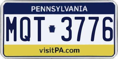 PA license plate MQT3776