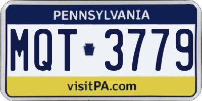 PA license plate MQT3779