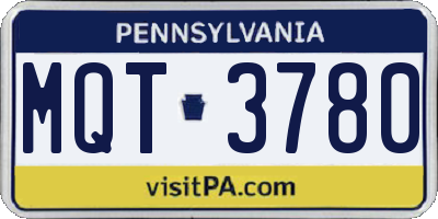 PA license plate MQT3780