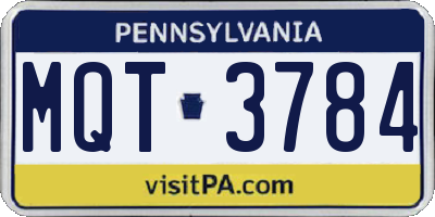 PA license plate MQT3784