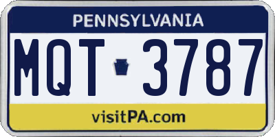 PA license plate MQT3787