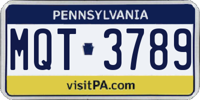 PA license plate MQT3789