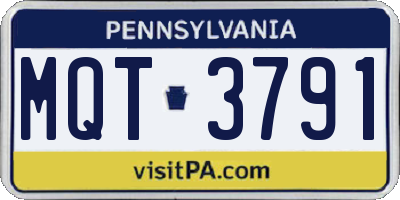 PA license plate MQT3791