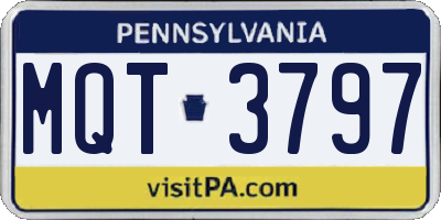 PA license plate MQT3797