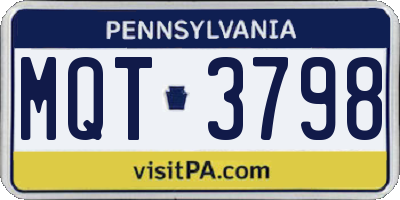 PA license plate MQT3798