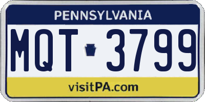 PA license plate MQT3799