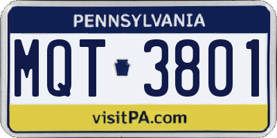 PA license plate MQT3801