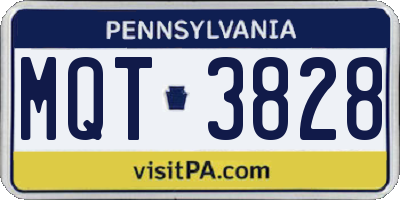 PA license plate MQT3828
