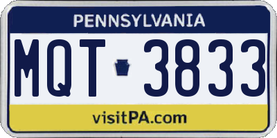 PA license plate MQT3833
