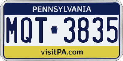 PA license plate MQT3835